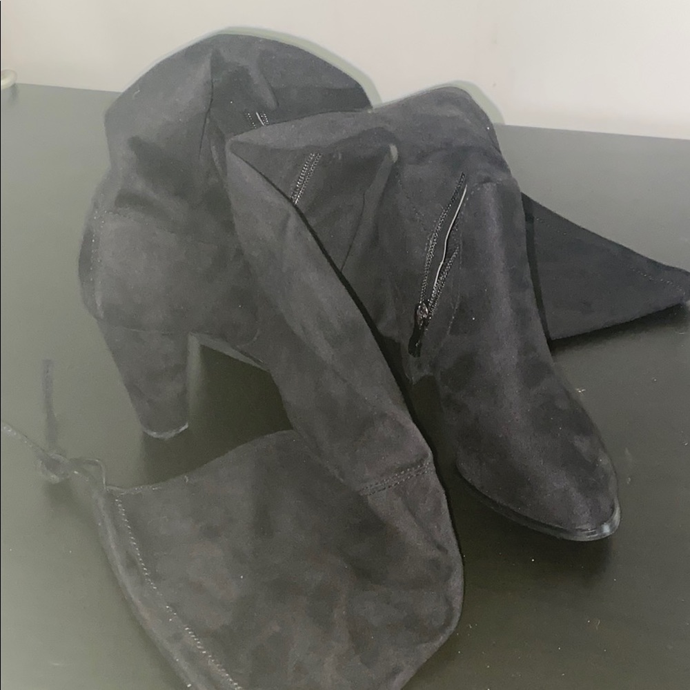 EUC Bundle Black pair and Gray pair Suede thigh-high Boots Size 6.5